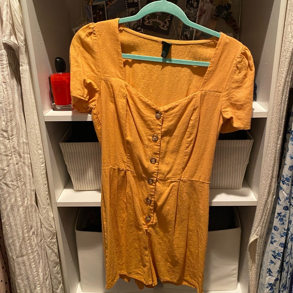 Wild Fable Mustard Sweetheart Neck Romper
